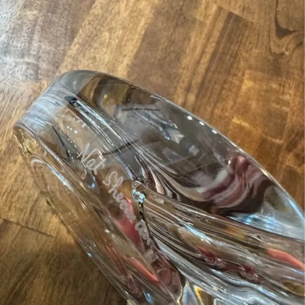 Nat Sherman Crystal Glass Cigar Ashtray – Heavy Etched Oval Ashtray